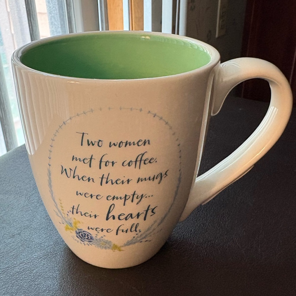DaySpring Inspirational White and Seafoam Coffee Mug - set of 2